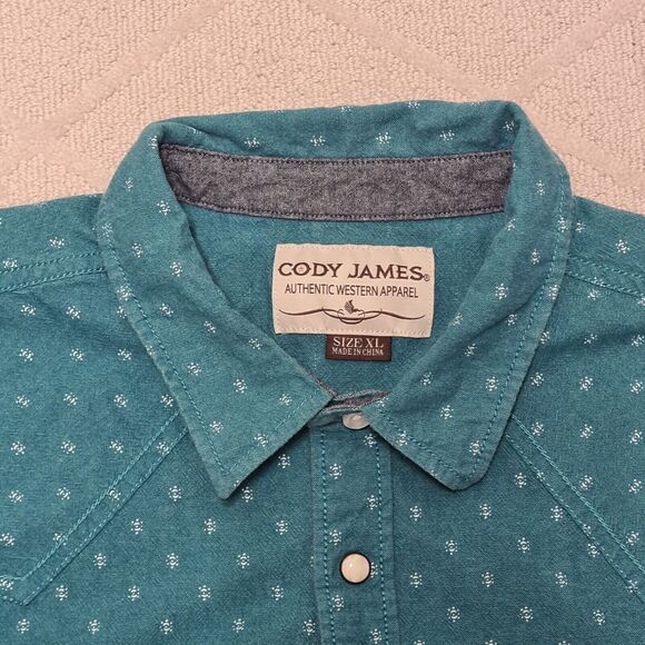 Cody James Western Shirt Men's XL Geo Print Pearl Snap Button Cowboy Rodeo - Picture 3 of 8